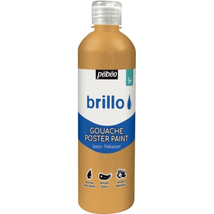 Flacon 500 ml de gouache brillante BRILLO or 384513 BRILLO PEBEO