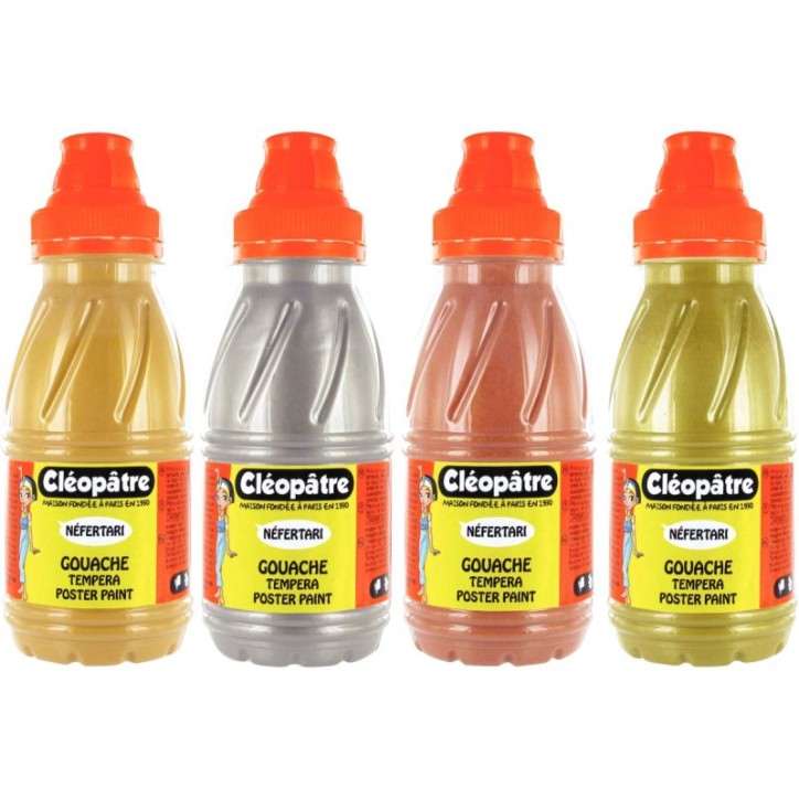Lot de 4 flacons 250ml de gouache Néfertari métallique PGN250X4M CLEOPATRE
