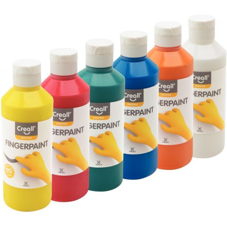 Carton de 6 flacons 250ml de gouache aux doigts assortis 07835 CREALL