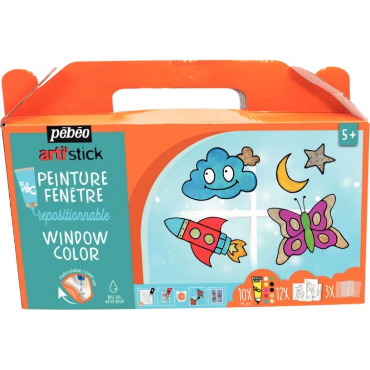 Valisette 10 tubes 75ml de peinture repositionnable ARTI'STICK 008965 PEBEO