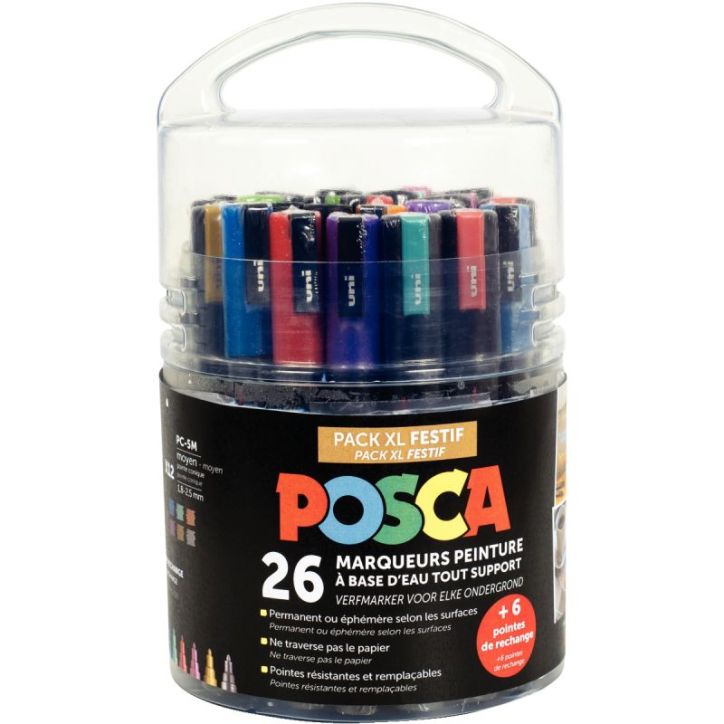 Seau de 26 marqueurs Posca festif dont 6 offerts PACK EDU POSCA/20+6 002 POSCA UNIBALL
