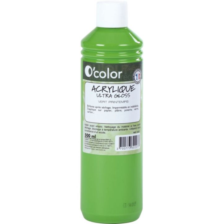 Flacon 500ml de peinture acrylique O'COLOR, vert printemps 0227 O'COLOR