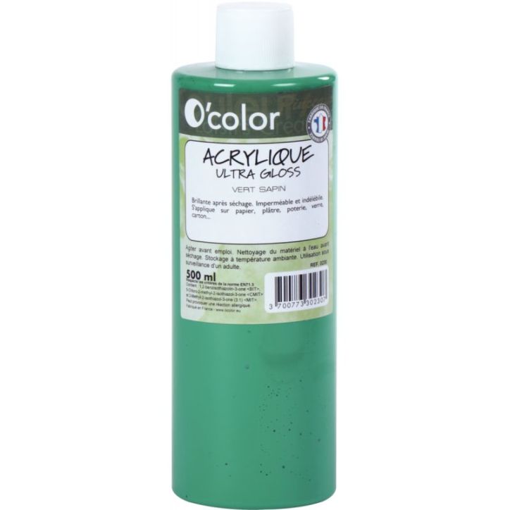 Flacon 500ml de peinture acrylique O'COLOR, vert sapin 0230 O'COLOR
