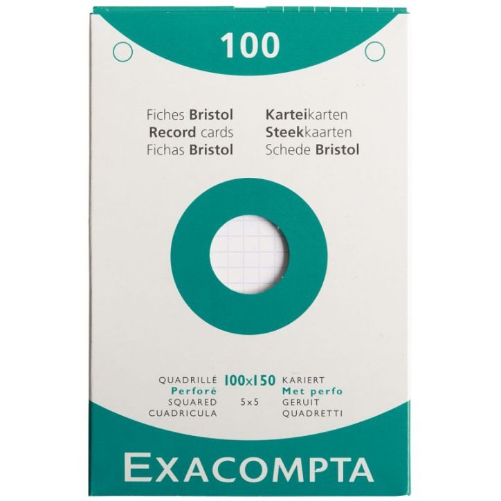 ETUI DE 100 FICHES  BRISTOL BLANC QUADRILLE 5X5 PE