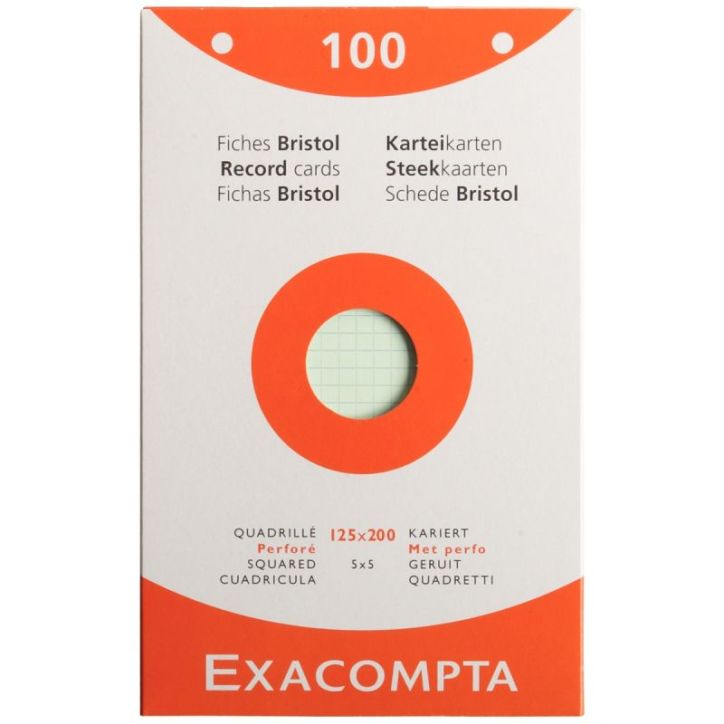 ETUI DE 100 FICHES  BRISTOL ASS QUADRILLE 5X5 PERF