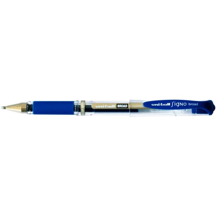 UNI-BALL Stylo bille pointe large encre gel Bleu SIGNO BROAD, corps avec grip +capuchon UNI-BALL