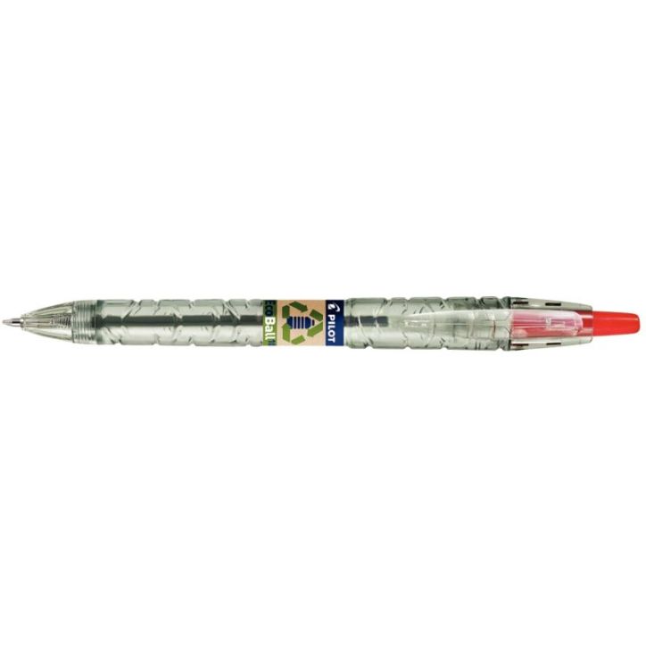 PILOT Bille B2P Ecoball rétractable. Rechargeable. Pointe 1mm. Corps plastique recyclé 86%.Coloris rouge