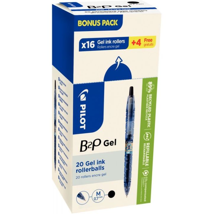 Ecopack 20 stylos gel B2P noirs dont 4 offerts 3131910520030 PILOT