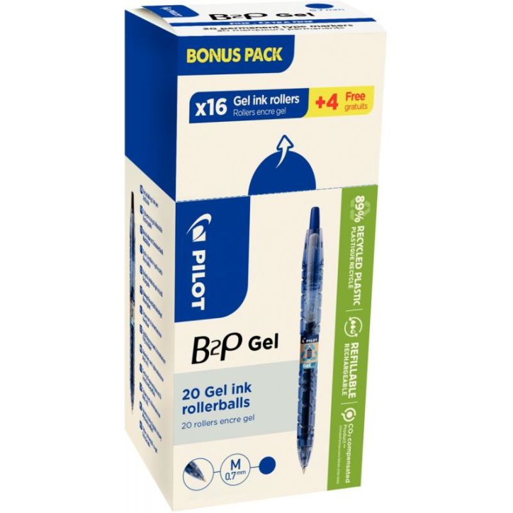 Ecopack 20 stylos gel B2P bleus dont 4 offerts 3131910520023 PILOT
