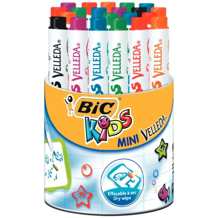 Pot 24 mini feutres Velleda kids 6 couleurs assorties 8571431 BIC