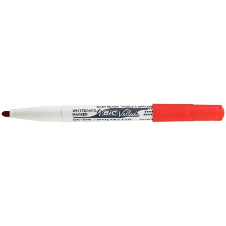 BIC Velleda 1741 Feutres pour Tableau Blanc Effaçables à  Sec, Pointe Conique Moyenne - Rouge