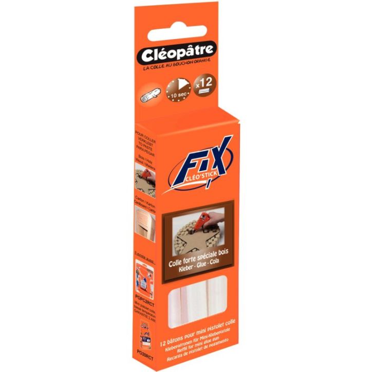Blister de 12 recharges de colle à bois pour pistolet 56405 PO12RBC CLEOPATRE