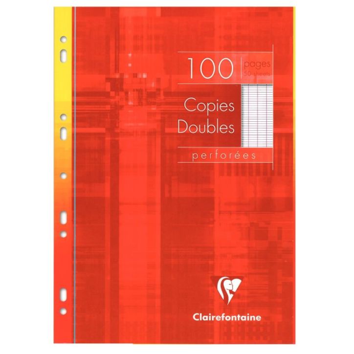 Etui de 100 copies doubles perforées 21x29,7 cm, seyes, blanc 4791C CLAIREFONTAINE