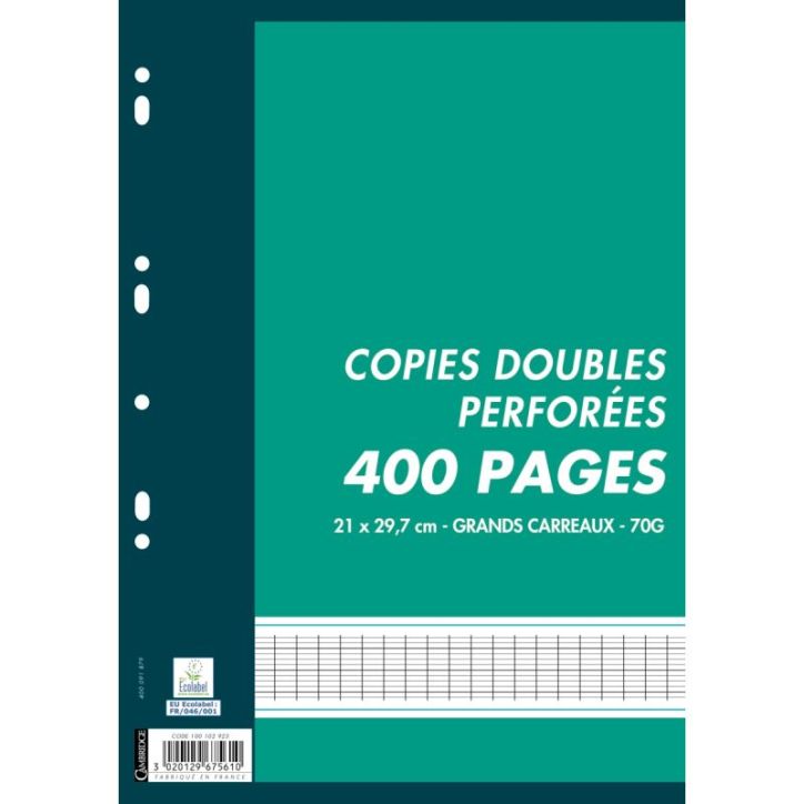 Sachet de 100 copies doubles (400 pages) format A4 séyès 70g blanc 100102923 CAMBRIDGE HAMELIN