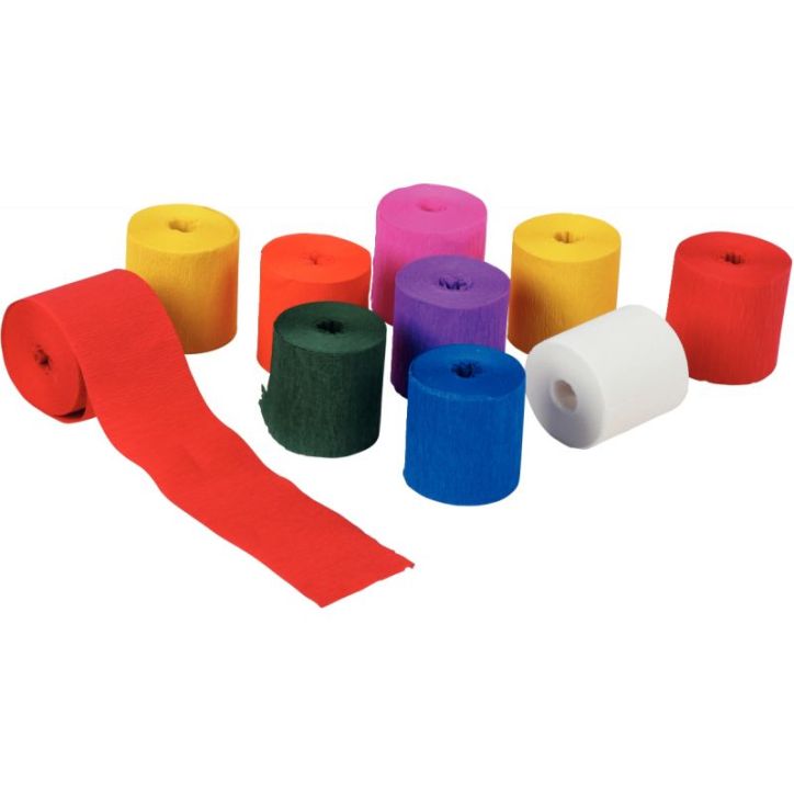 Paquet de 10 frises de papier crépon assortis 10mx5cm 914299C