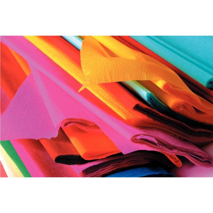 Paquet de 10 feuilles de crépon supérieur format 250 x 50 cm couleurs assorties 15922
