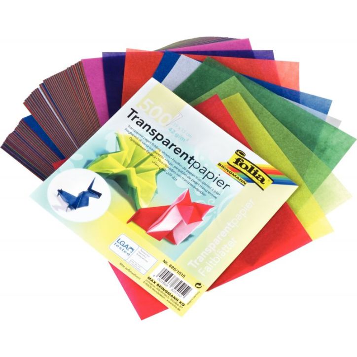 Paquet de 500 feuilles papier vitrail 15 x 15 cm couleurs assorties 825/1515