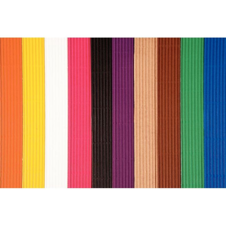 Pochette de 10 feuilles de carton ondulé, 50 x 70 cm, couleurs assorties 741009