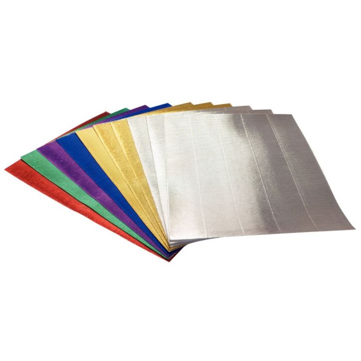 Paquet de 10 feuilles de carton ondulé métalisé 1 face 25 x 35 cm 26890